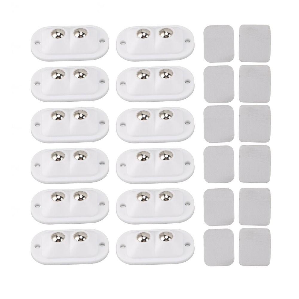 12pcs Adhesive Sticky Pulley White Universal Caster Wheels Quietly Caster Wheels Storage Boxes