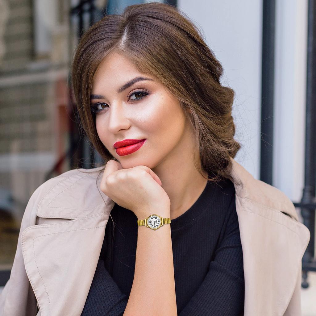 Watch Analog Waterproof Stainless Steel Elastic Strap Simple Cute Stylish Casual Business Fashion Watch Gold Accessories Birthday Christmas Day