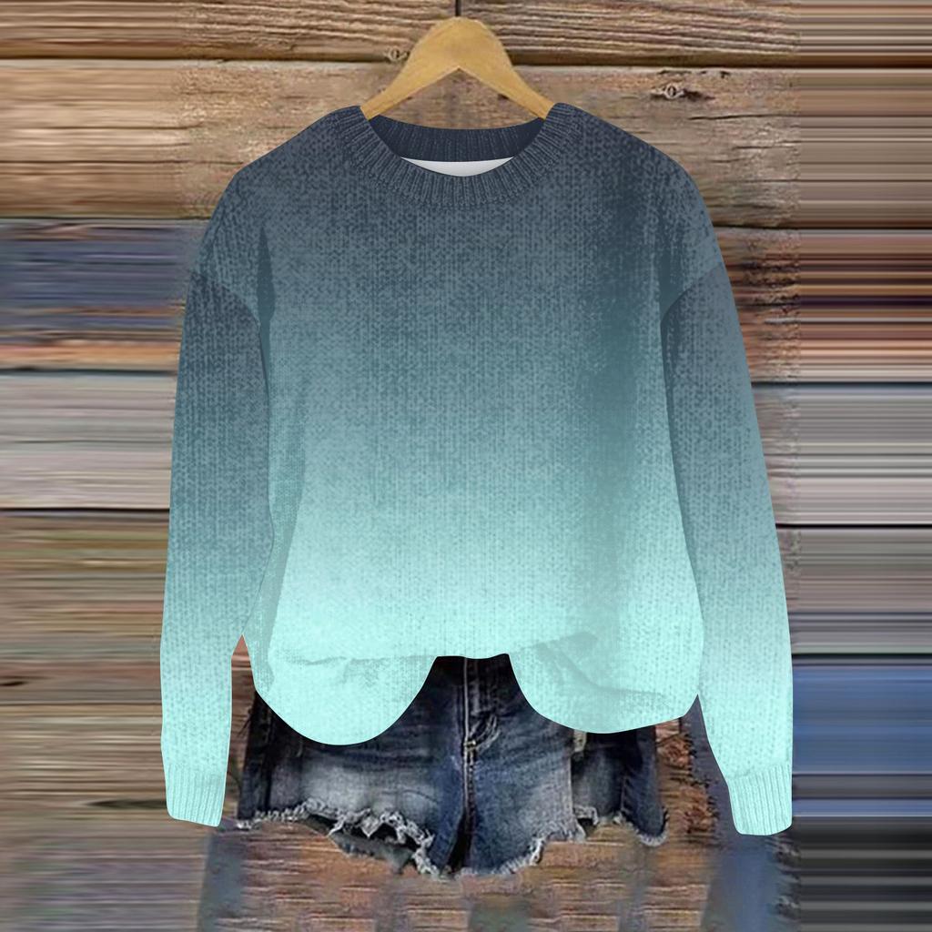 Свитшоты для женщин Вязаный свитер Милая рубашка Осенний круглый вырез Пуловер Топы