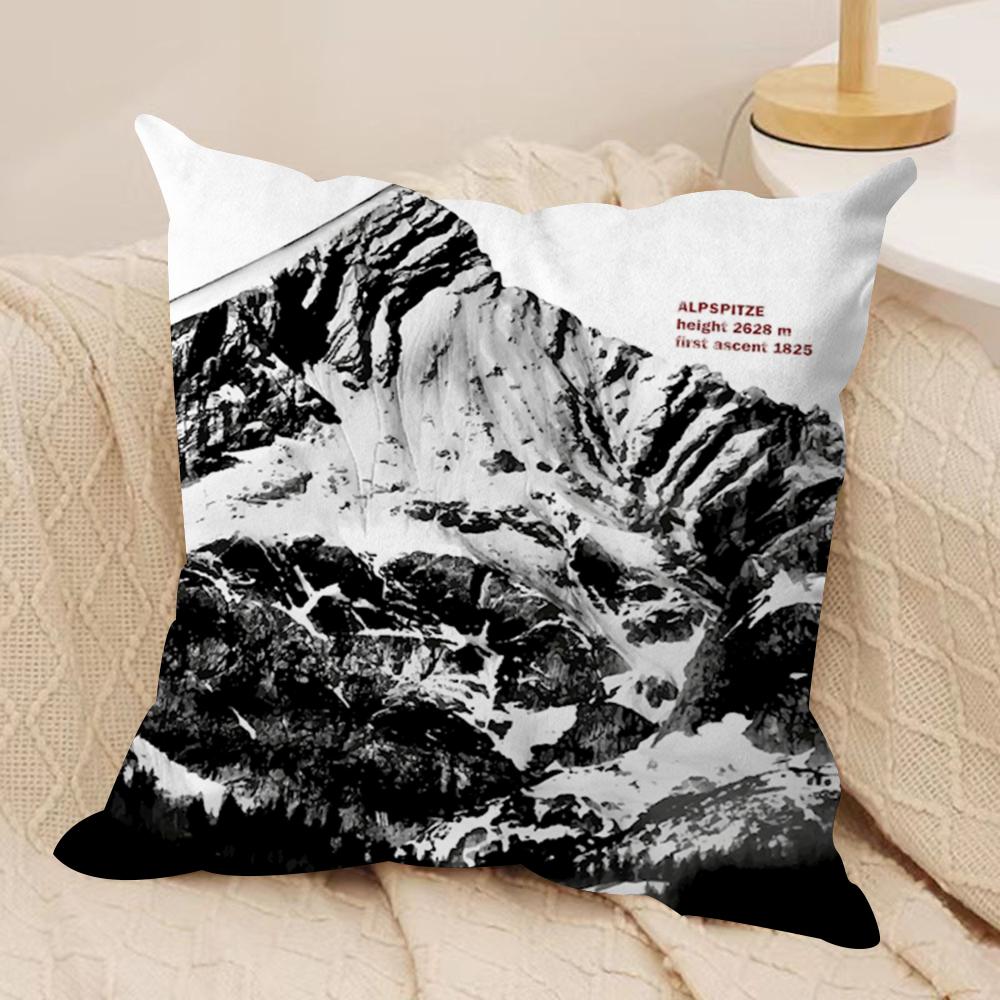 Snow mountain Cushion Cover Silky Short Plush DoubleSided Printed Pillow Case for Sofa All Seasons Home Decor Gift