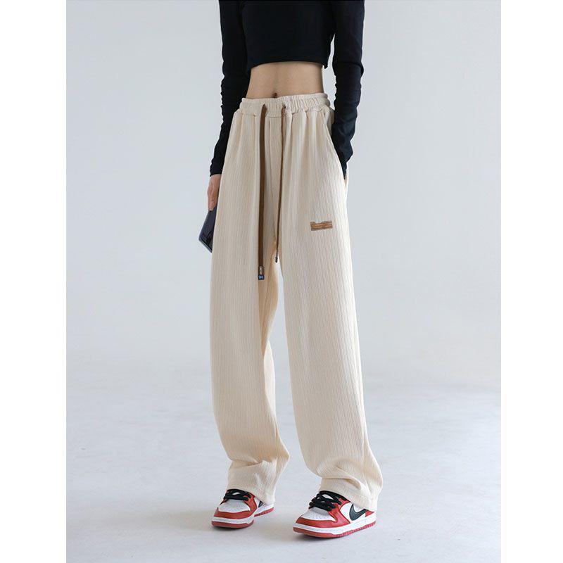 Women's High Waist Ice Silk Wide-Leg Drape Pants - Japanese Yamamoto Style, Loose & Pleated for Lazy Summer Days