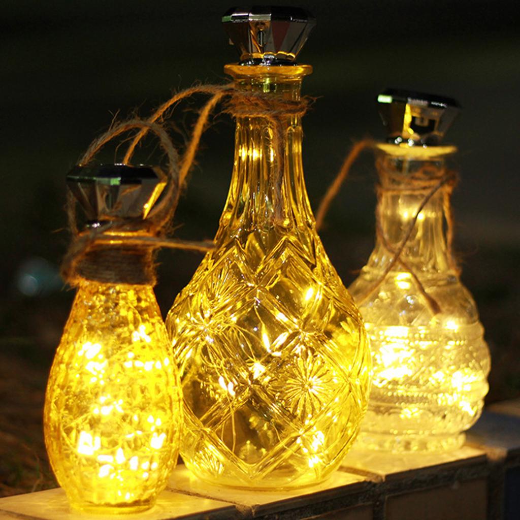 6Pcs Solar Wine Bottle Lights 2M 20 LED Copper Wire Fairy String Lights IP65 Waterproof Cork Lights for Wedding Christmas Party