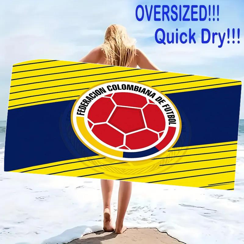 Futbol Colombiano Print Beach Towel, Large Soft Quick Dry Towel for Beach Camping Swimming