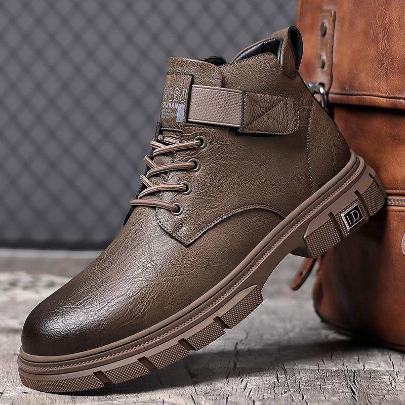 Модные ретро-ботинки из коровьей кожи на осень-зиму для мужчин, модные нескользящие повседневные дизайнерские туфли на платформе, мужские теплые уличные мужские ботинки