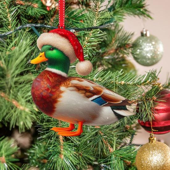 Рождественские украшения Мультяшный узор животного Украшение для рождественской елки 2D плоский Улитка/Муха/Утка Акриловая подвеска для украшения окна, стены, дерева
