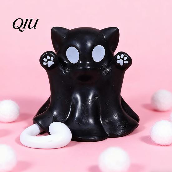 Цельнолитая статуэтка кота, фигурка призрака, 3D-печатное декоративное украшение, гладкая поверхность, жуткая скульптура, мини-украшение для рабочего стола, Хэллоуин