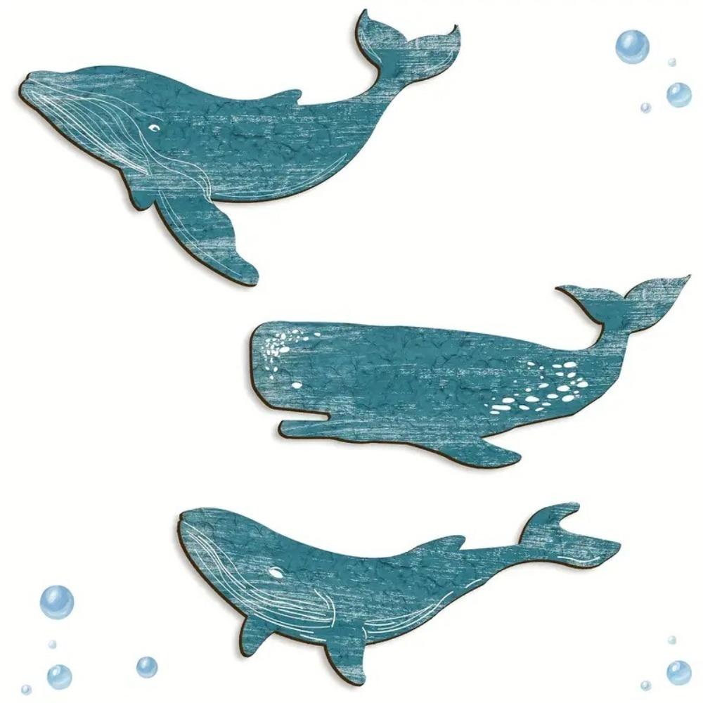Wooden Whale Signs Pendant Retro Ocean Animal Decoration Whale Shark Wall Ornament Cafe Bar