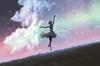 Photomural Ballerina Dancing On The Background Of The Night Sky Self-Adhesive Mural 450x300