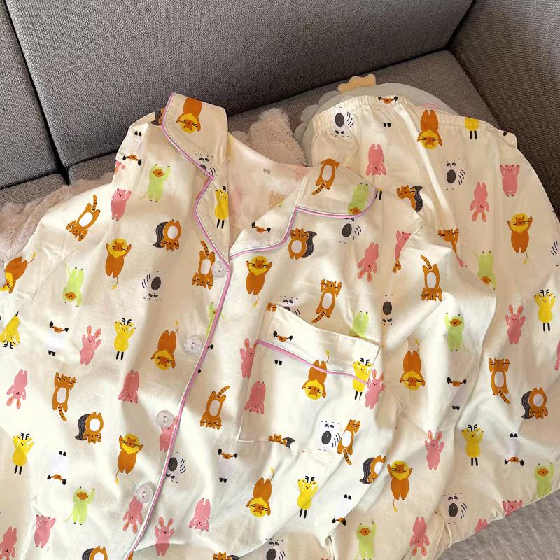 Весна Осень Милый Сетчатый Девочки Пижамный Комплект Длинный Рукав Для Отдыха Пижамы Женщин Свободная Ночная Рубашка Домашняя Одежда Костюм