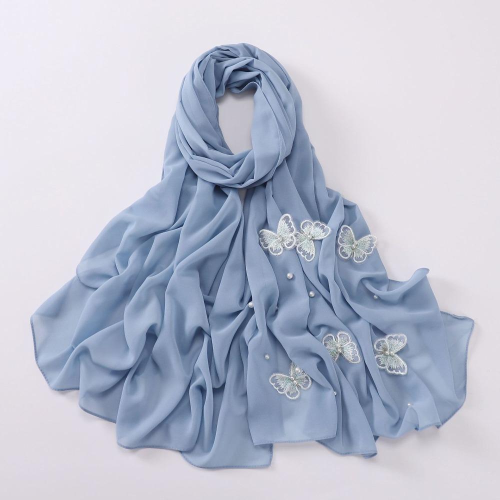 Исламская одежда Тюрбаны Жемчужный шелковый платок Малайзия шарф Жемчужный шифоновый хиджаб для женщин