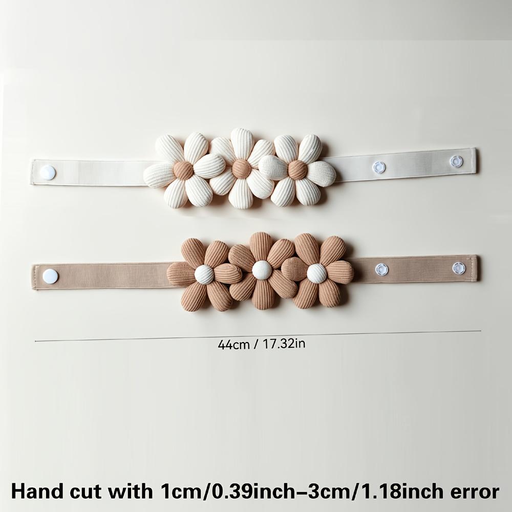 1 шт. Бохо Эластичный Подхват для Штор с Цветочной Кисточкой-Маргариткой, Цвет Слоновой Кости Кремовый Узор, Невидимое Кольцо-Крючок, Простая Установка для Дома