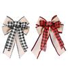 Christmas Bow With Checkered Edges And Ribbon For Festive Tree Decoration