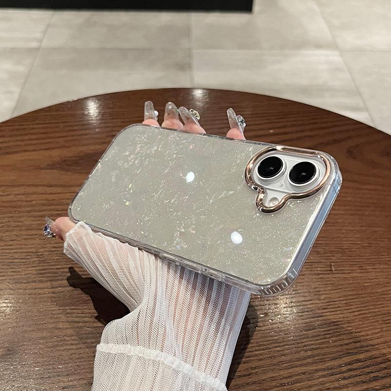 Роскошный блестящий чехол с лазерным рисунком ракушки для iPhone 12 13 14 15 16 Pro Max Plus с гальваническим покрытием, мягкий ударопрочный чехол из IMD
