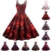 Women's Valentine's Day Love Heart Print Sexy Off Shoulder Vintage Dress