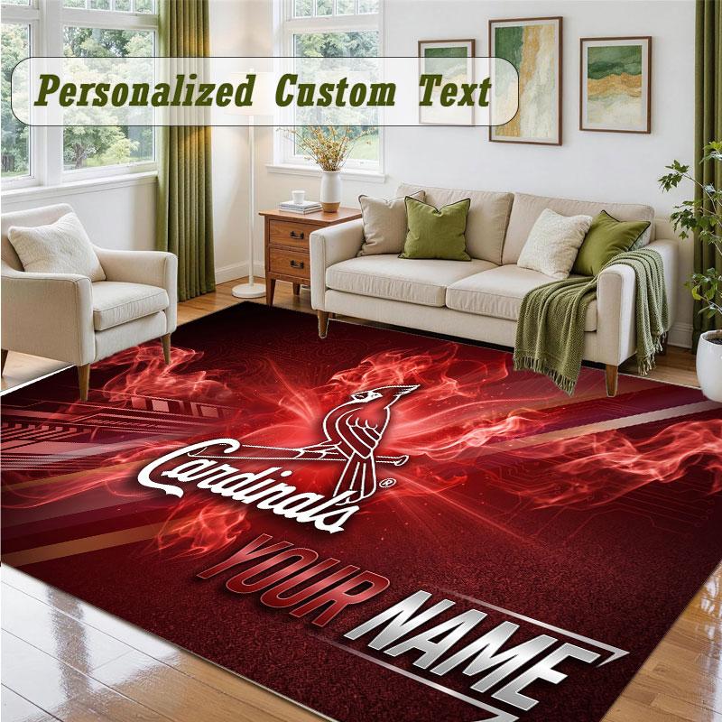 Crystal Velvet Square Rug Custom NameSt. Louis Cardinals Pattern Non Slip Home Floor Decor Rug