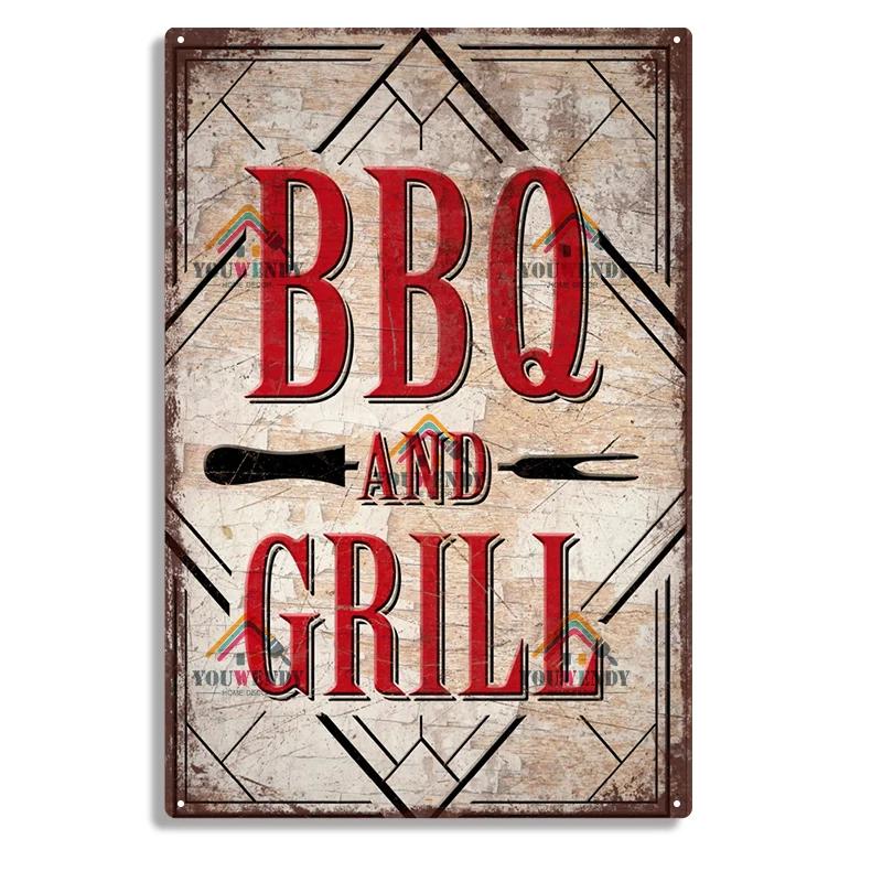 Ретро Металлические жестяные таблички DADS BBQ Декоративная табличка Настенный декор для Барбекю Бара Паба Кухни Зоны для вечеринок Винтажная металлическая пластина