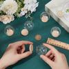 1set 6pcs Glass Dome Cover Decorative Display Case Cloche Bell Jar Terrarium with Wooden Base BurlyWood 40mm