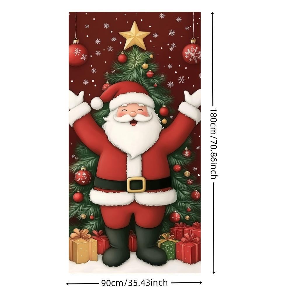 Santa Claus Read Gift List Lining for Christmas Doors Xmas Outdoor Decoration Door Cover for Front Door Home Xmas Party Supplies