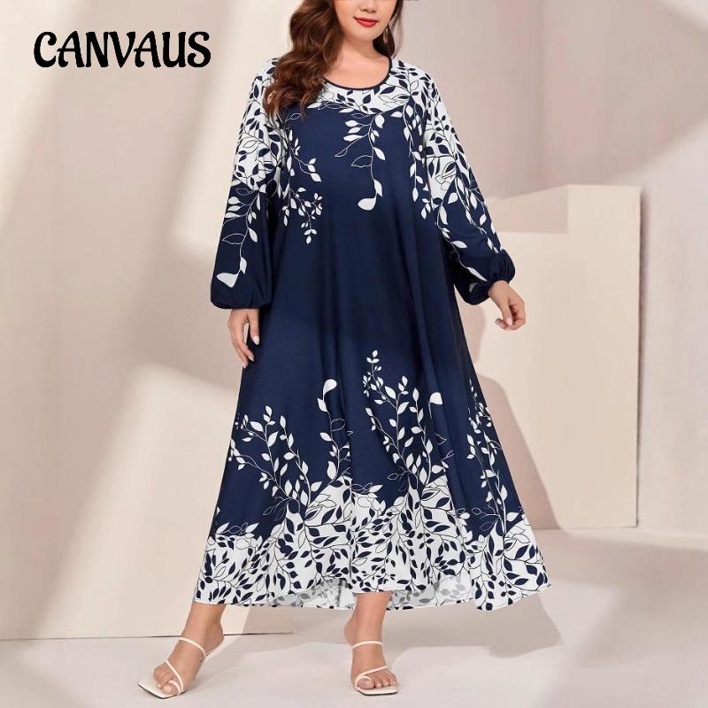 Plus Size Women's Autumn New Fashion Commuter Temperament Print Loose Long Dress