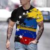 Men's Patriotic Venezuelan Flag T-shirt 3D Digital Printing Short Sleeved Casual T-shirt Round Neck