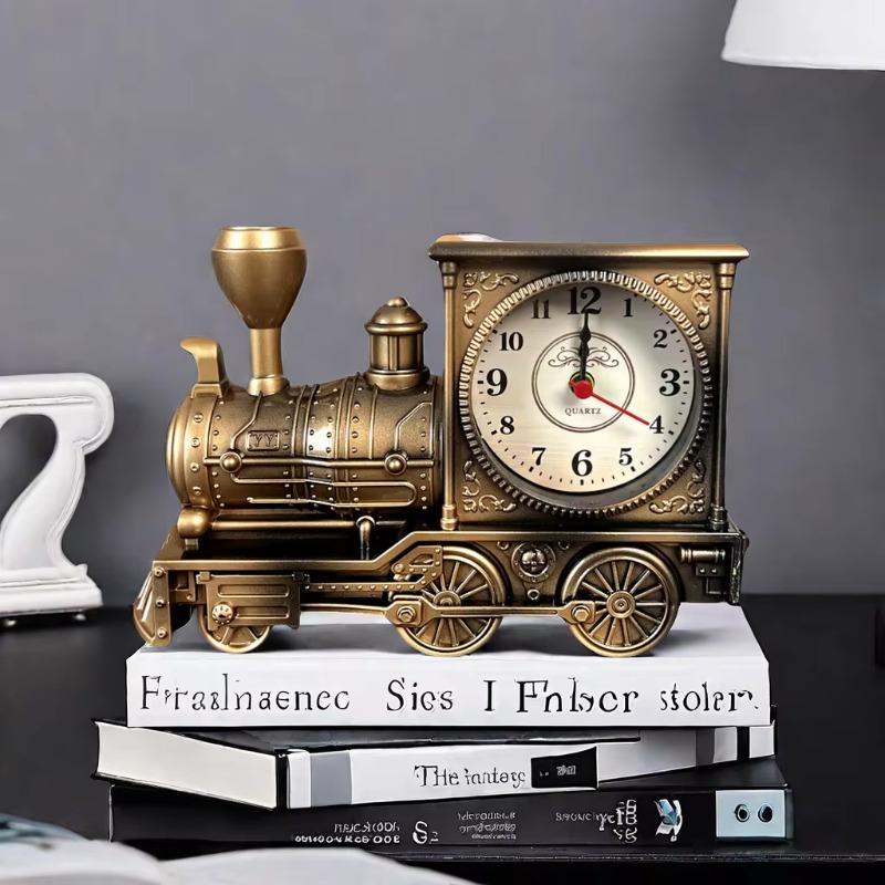 Американская модель поезда, украшение для гостиной, спальни, прикроватный будильник, ретро-часы для студентов, настольные часы, детский подарок на день рождения