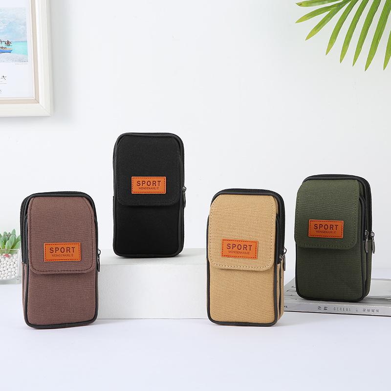 New Canvas Multifunctional Cell Phone Waist Bag - Fashionable, Durable, and Wearable