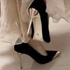 Элегантные ультравысокие каблуки женские лаковые туфли-лодочки четыре сезона острый носок тонкий каблук женские туфли на высоком каблуке свадебные офисные карьерные туфли 35-42