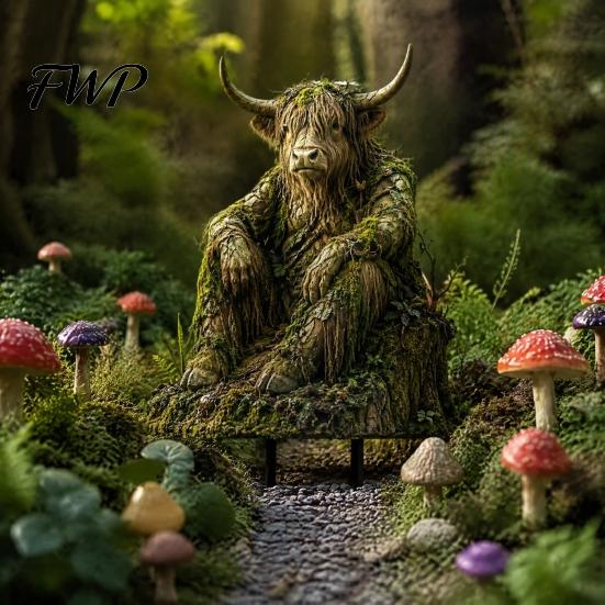 Storybook Style Patio Ornament Woodland Spirit Garden Stake, Forest Animal Yard Decor, 3D Rustic Stake Statue for Fairy Planter & Outdoor Display