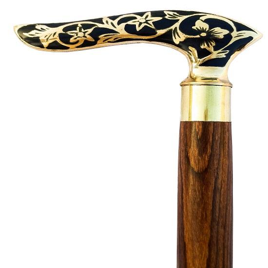 Морская латунная морская трость с красивой дизайнерской гравировкой на ручке с деревянной складной тростью для мужчин и женщин