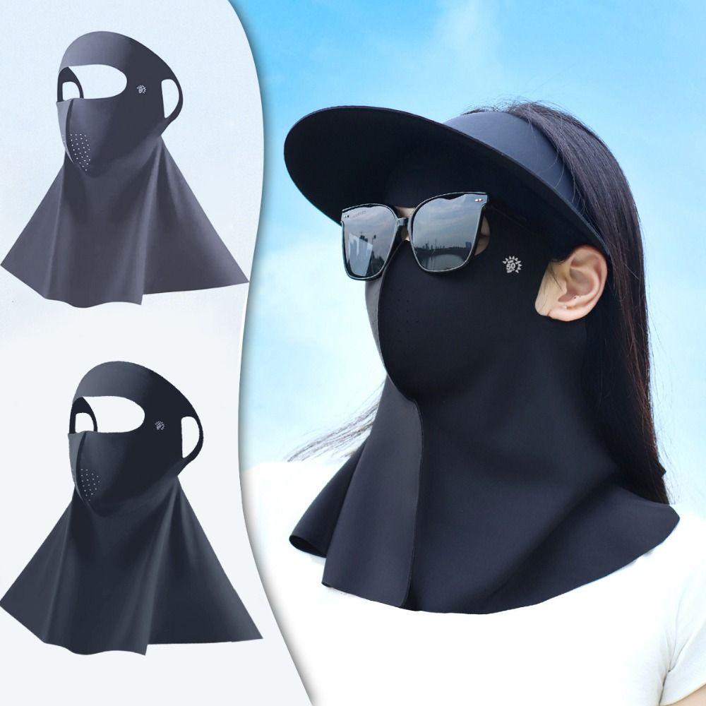 Ice Silk Sun Protection Mask Full Face Sunshade Face Mask New Anti-UV Neck Scarf Summer