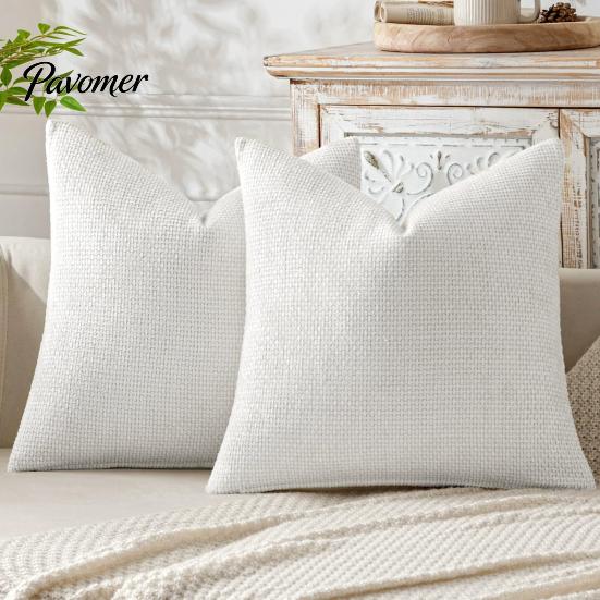 Textured Fabric Throw Covers Weave Texture Cushion Case, Chenille Pillow Cover, Solid Color Cover Cases for Sofa with Zipper Living Room Bedroom