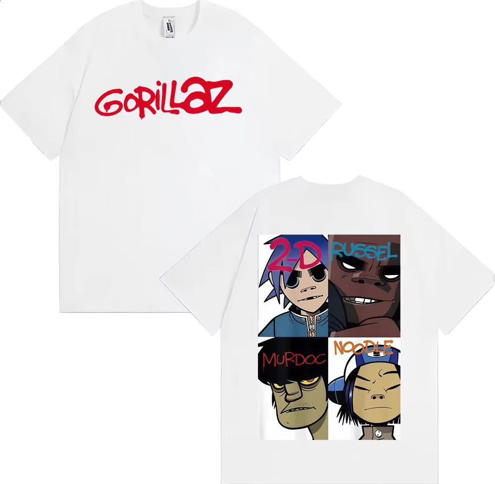 2026 Gorillaz Band Face Art Pattern TShirt for Unisex and Women Retro Cartoon ShortSleeved Fashion Casual TShirt