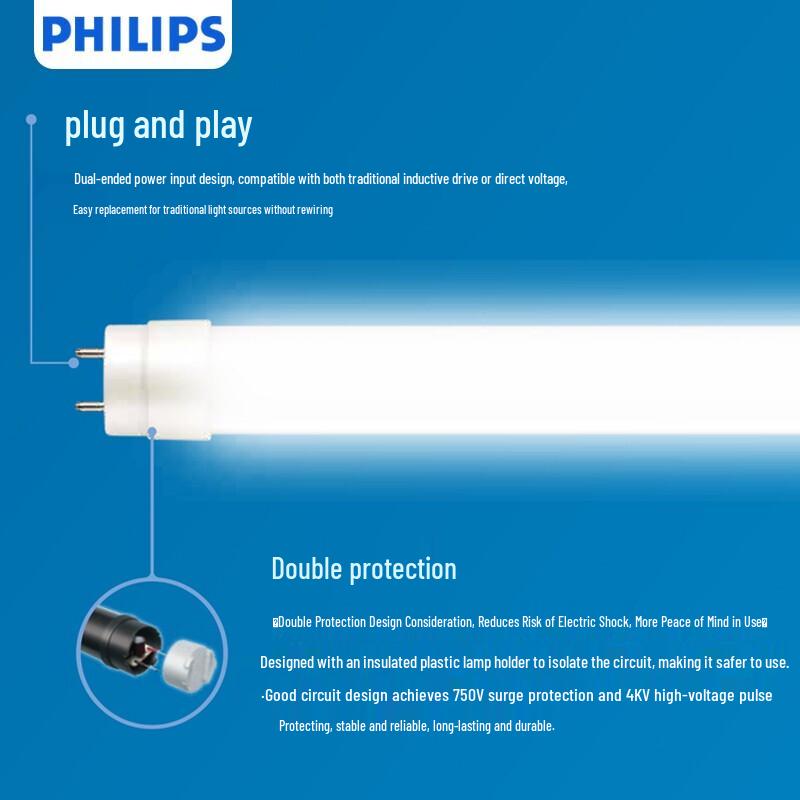 Philips Светодиодная трубка T8 0,6 м, двусторонний цоколь, 8 Вт