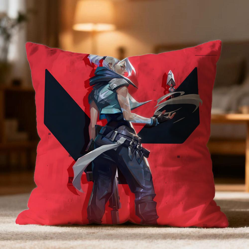 Popular VValorantes Cushion Cover Soft Washable Pillow Case Multi-Scene for Couch Bed Travel Office Use