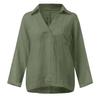 Women's Fashion Casual V Neck Long Sleeve Pullover Top Linen Cotton Blend