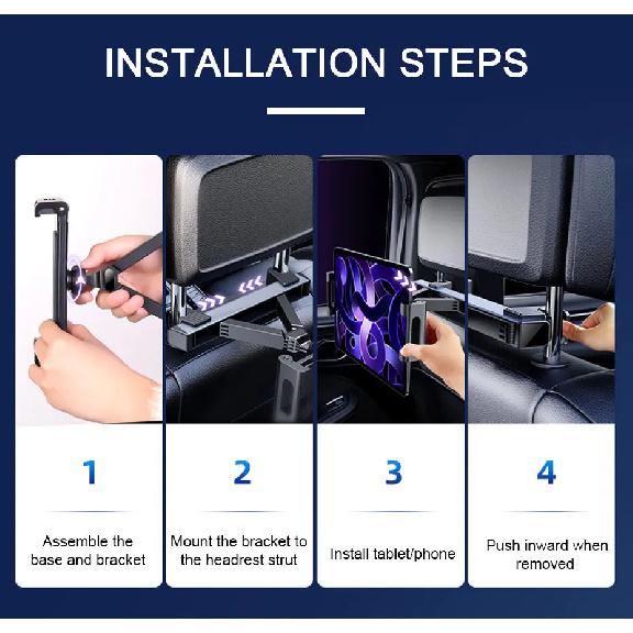SEAMETAL Upgraded Car Headrest Phone Holder Telescopic Anti Shake Auto Table Holder Smartphone Mount for 4-12.9 Inch iPad iPhone