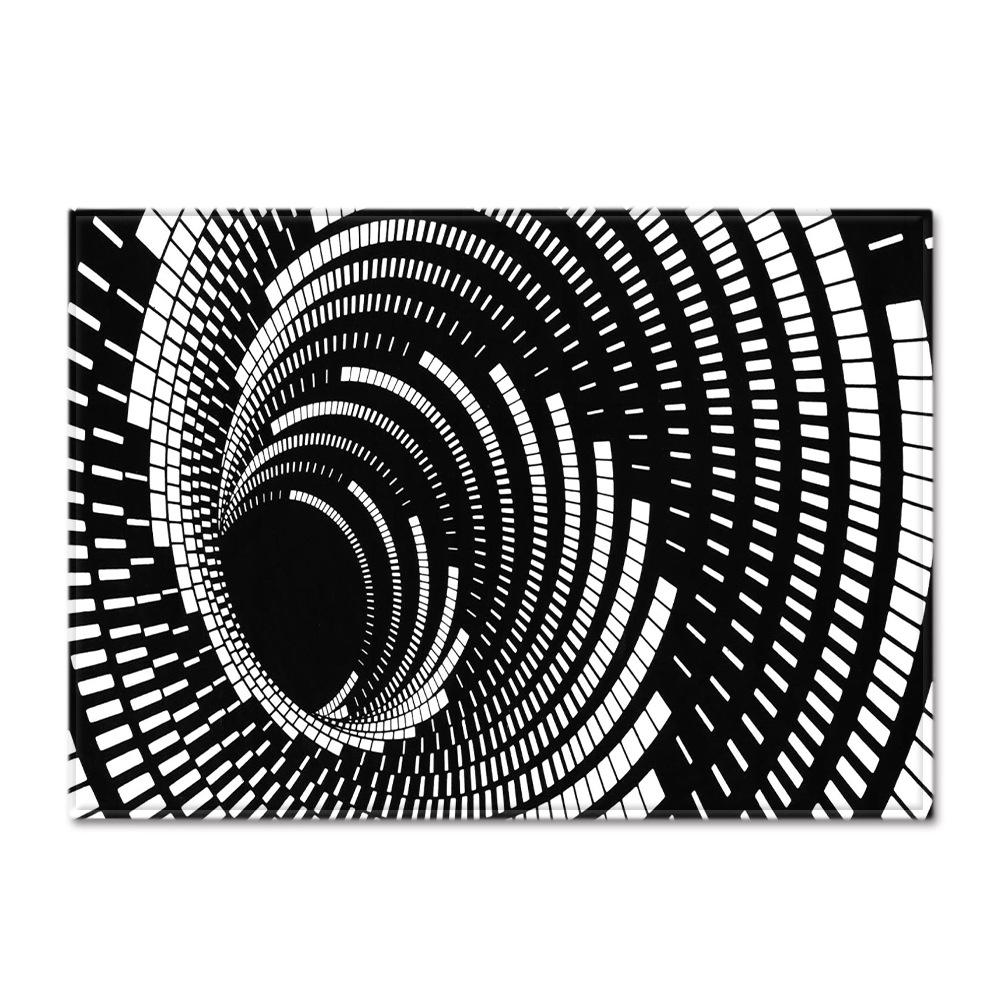 3D Three-Dimensional Large Carpet Door Mat Black And White Vortex Living Room Large Square Floor Mat Non-Slip Foot Mat