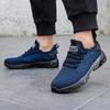 Men'S Shoes Summer Fashion Knitted Mesh Lightweight Training Shoes Side Striped Walking Shoes Arch Support Lace Up Sports Shoes
