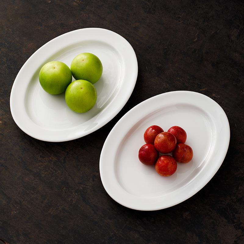 Белая фарфоровая овальная тарелка 9,4 дюйма для морепродуктов, рыбы или сухофруктов