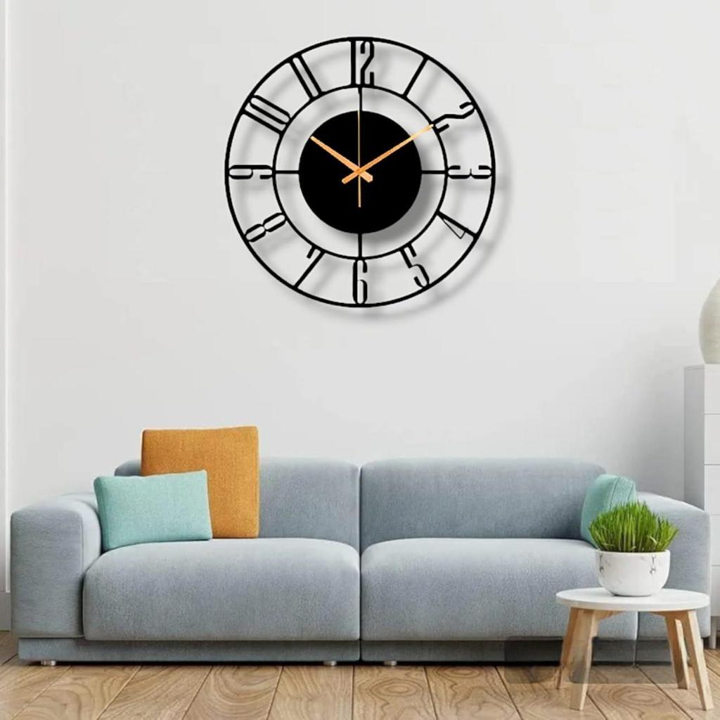 Wall Clock for Living Room Bedroom Office Kitchen Stylish Wall Clock for Home and Hall Designer Big Size Modern(40 Cm)(Black)
