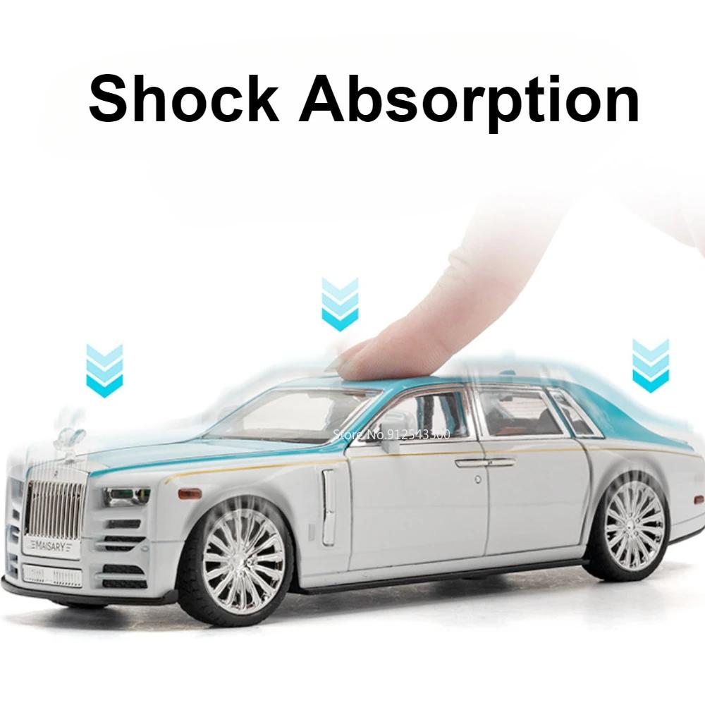 1:24 Scale Rolls Royce Phantom Toy Model Car Alloy Diecast Light Sound Doors Opened Shock Absorption Vehicles Collection Gifts