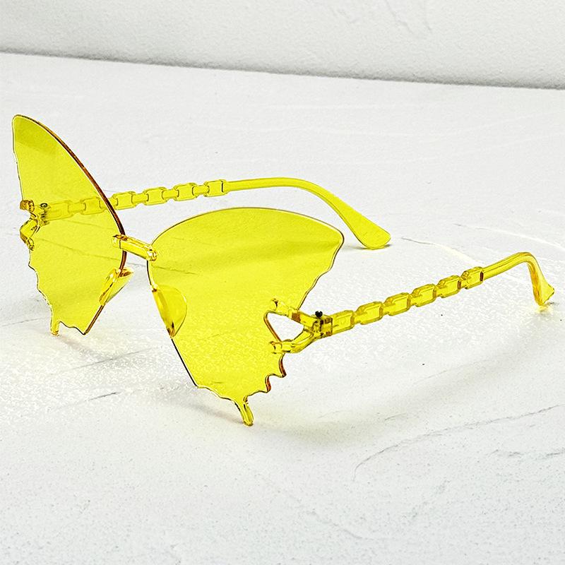 Butterfly Shaped Rimless Sunglasses For Women Gradient Tinted Lenses UV Protection Trendy Party Shades For Festivals KJ180