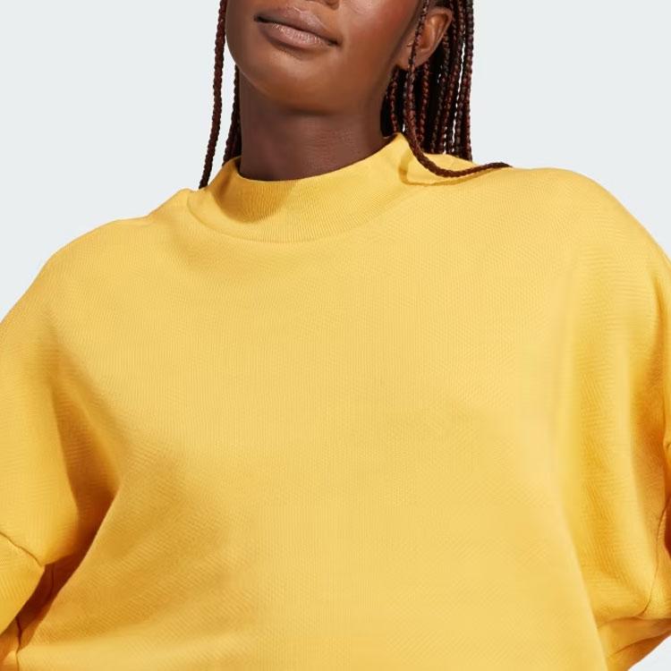 adidas Толстовка Lounge French Terry с логотипом, круглым вырезом и длинными рукавами, женская толстовка желтого цвета IJ8440