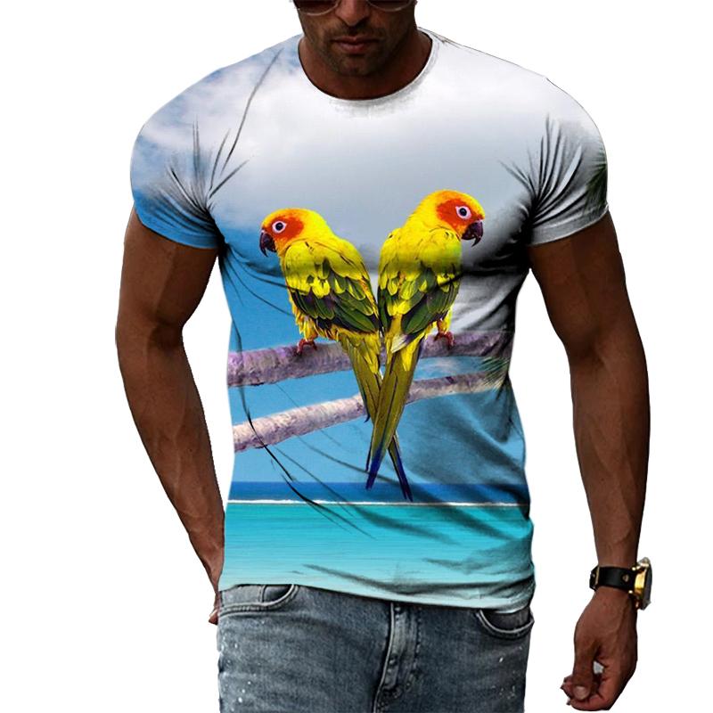 Летняя футболка с рисунком забавных птиц для мужчин, повседневная футболка с 3D принтом и круглым вырезом, футболка в стиле хип-хоп, уличный стиль