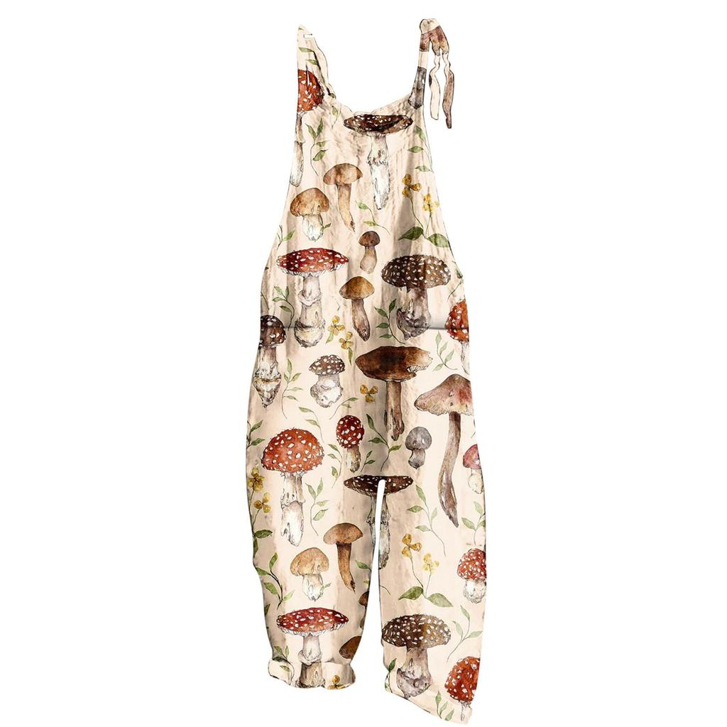 Женский модный милый маленький свежий винтажный повседневный комбинезон на бретельках с принтом