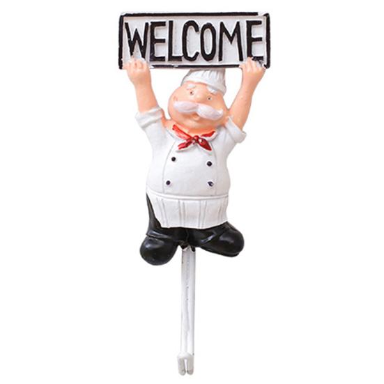 Мультяшный шеф-повар, дверная настенная металлическая вешалка, кухонная губка, щетка, крючок для посуды, органайзер