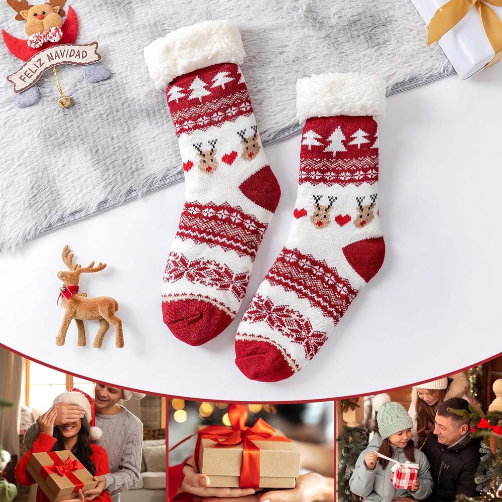 Christmas Thermal Slipper Socks Thick Warm Anti Slip Winter Cosy Bed Floor Socks