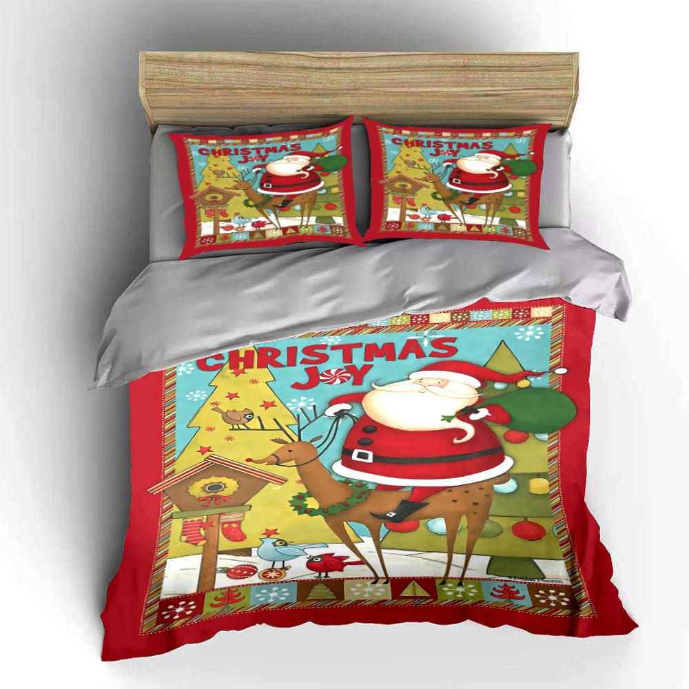 Santa, reindeer, Christmas trees. Bedding sets Duvet cover sets Duvet covers Pillowcases(1* Duvet Cover 2* Pillowcases without duvet insert)