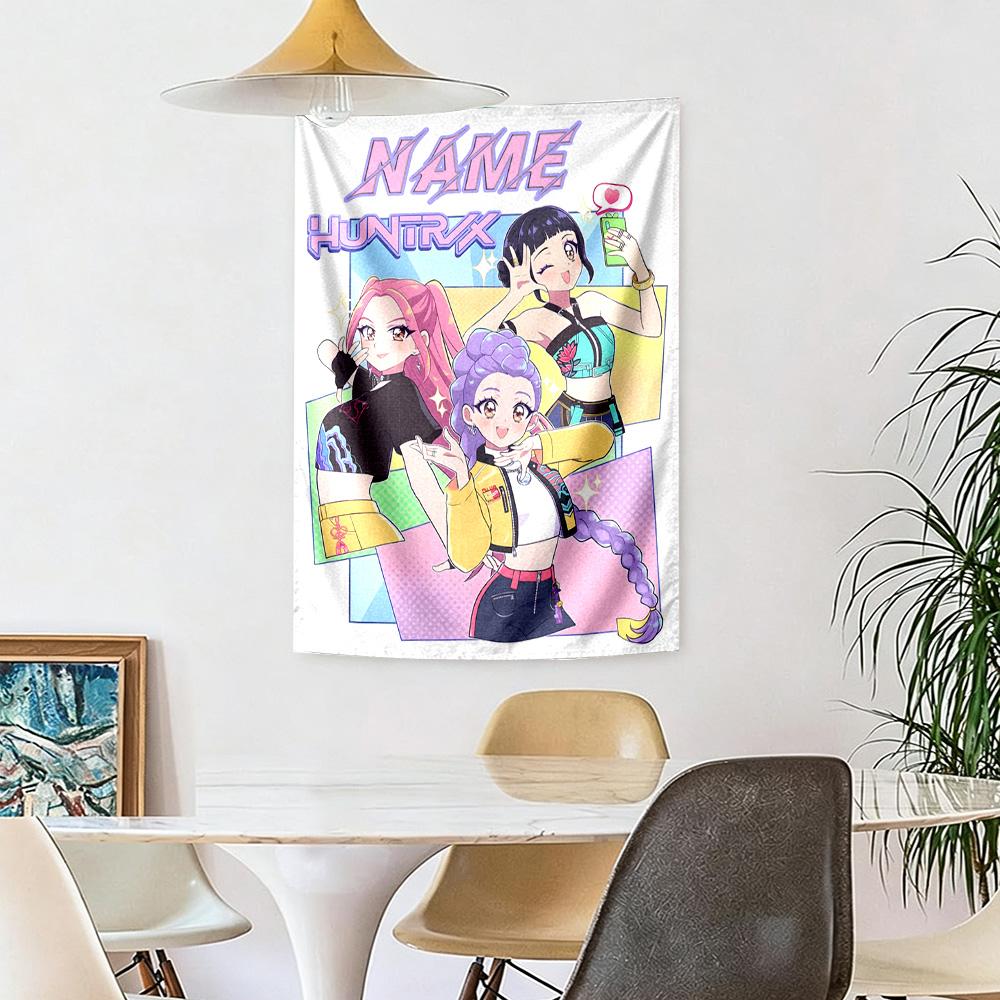 Kpop Demon Hunters Custom Your Name Wall Decor Tapestry Art For Pet Memorial Birthdaywedding Party Backdrop Family Gift