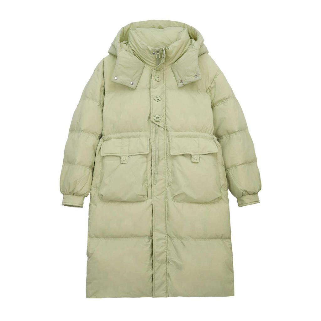 Корейская белая куртка-пуховик на талии с утиным пухом, женская зимняя, новая, средняя и длинная, утолщенная, нишевая, дизайн, куртка с капюшоном, прилив